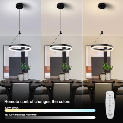 Dimmable Modern LED Chandelier for Kitchen Island Round Pendant Light, Flush Mount Modern Simple Irregular Ring Pendant Light Fixture for Bedroom, Living Room, Dining Room, 4000K(15W)…