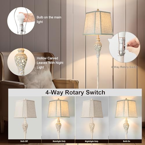 Rustic Floor Lamp, Living Room Lamps with Glass Tray, stepless diming Floor Lamp with Remote Control and USB A&C Charging Ports for Living Room Bedroom Office Smart Bulbs Included