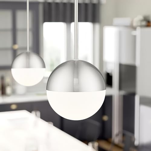 Modern Pendant Lighting Gold Globe Pendant Light Fixture, Mid Century Chandelier One Light Hanging Fixture for Kitchen Island, Adjustable Indoor Lighting for Dinning Room Bedroom, LMS-187