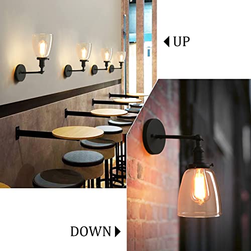 Vintage Wall Sconce Lighting with On Off Switch, Clear Glass Shade Brass Vanity Light, Industrial Wall Fixtures for Living Room Bathroom Bedroom Garage Porch