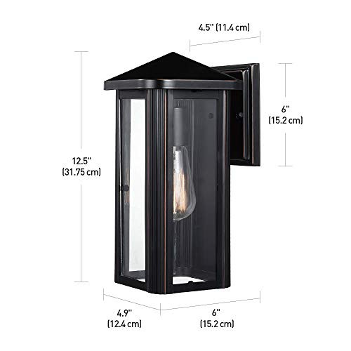 1-Light Outdoor Indoor Wall Sconce, Matte Black, Clear Glass Shade 16