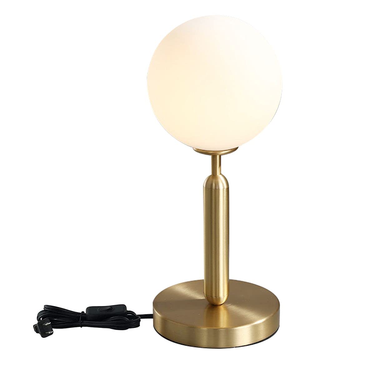 Modern Bedside Night Lamp Mini Gold Table Light Metal Brass Finished Bedside Desk Lamp with Milky White Shade for Living Room Bedroom (Bronze, Oval)