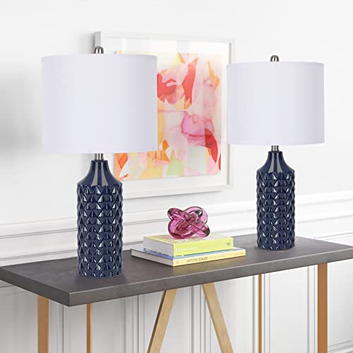 Ceramic Table Lamps Set of 2, White Modern Bedside Lamp 25" Nightstand Lamp 3-Way Dimmable Lamp for Bedroom Living Room End Table Lamp Farmhouse Lamp Side Table Lamp, Bulbs Included