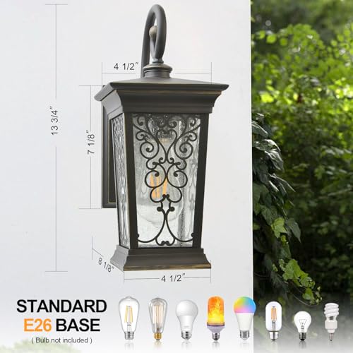 Outdoor Wall Lights Fixture, Exterior Wall Lanterns, Waterproof&All-Weather Wall Sconce, Porch Outside Lights for Entryway, House Front Door Patio Garage, E26 Base&Clear Seeded Glass.