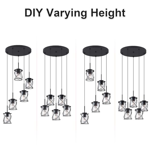 Modern Kitchen Island Pendant Lighting Adjustable Hanging Ceiling Lamp, Linear Pendant Light for Kitchen Island, 6-Light Hanging Chandelier Light for Dining Room, Brushed Nickel