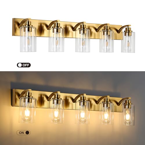 2-Light Bathroom Light Fixtures Modern Chrome Vanity Lights for Bathroom Lighting fixtures Over Mirror with Clear Glass Shade for Cabinet Mirror Bedroom Hallway