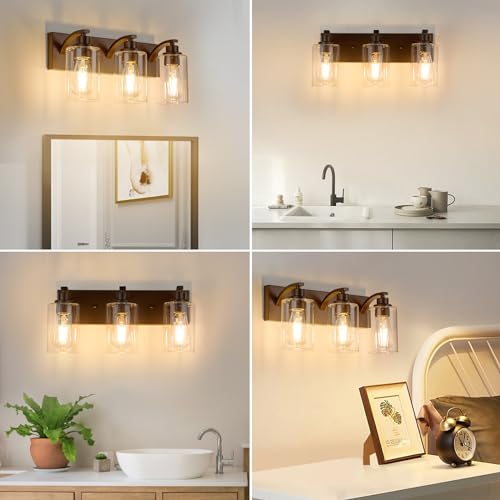 2-Light Bathroom Light Fixtures Modern Chrome Vanity Lights for Bathroom Lighting fixtures Over Mirror with Clear Glass Shade for Cabinet Mirror Bedroom Hallway