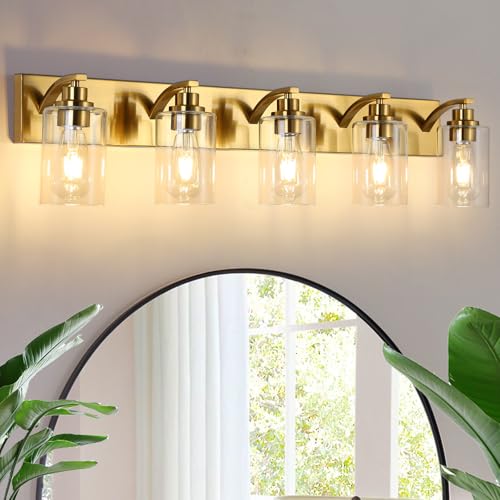 2-Light Bathroom Light Fixtures Modern Chrome Vanity Lights for Bathroom Lighting fixtures Over Mirror with Clear Glass Shade for Cabinet Mirror Bedroom Hallway