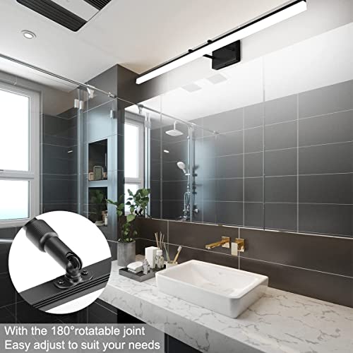 31.5 inch Modern Black Vanity Light Adjustable Bathroom Light Fixtures Over Mirror Rotatable Vanity Lighting 5500K