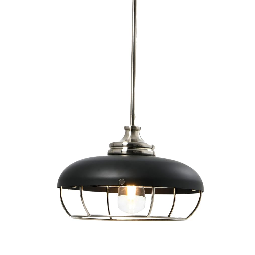 Caged Dome Metal Semi-Flush Mount Ceiling Light, Brushed Brass and Navy Blue