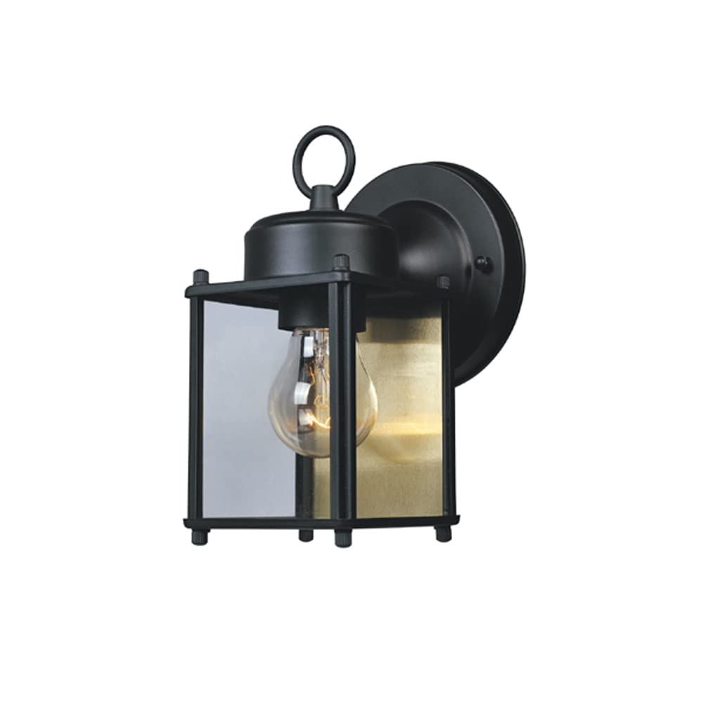 Outdoor Wall Mount Lantern Sconce, Black Finish, Weather Resistant, Clear Glass, Porch Light, Exterior Lighting Fixture, Outdoor Lights for House, Patio, Garage, 1161-BK