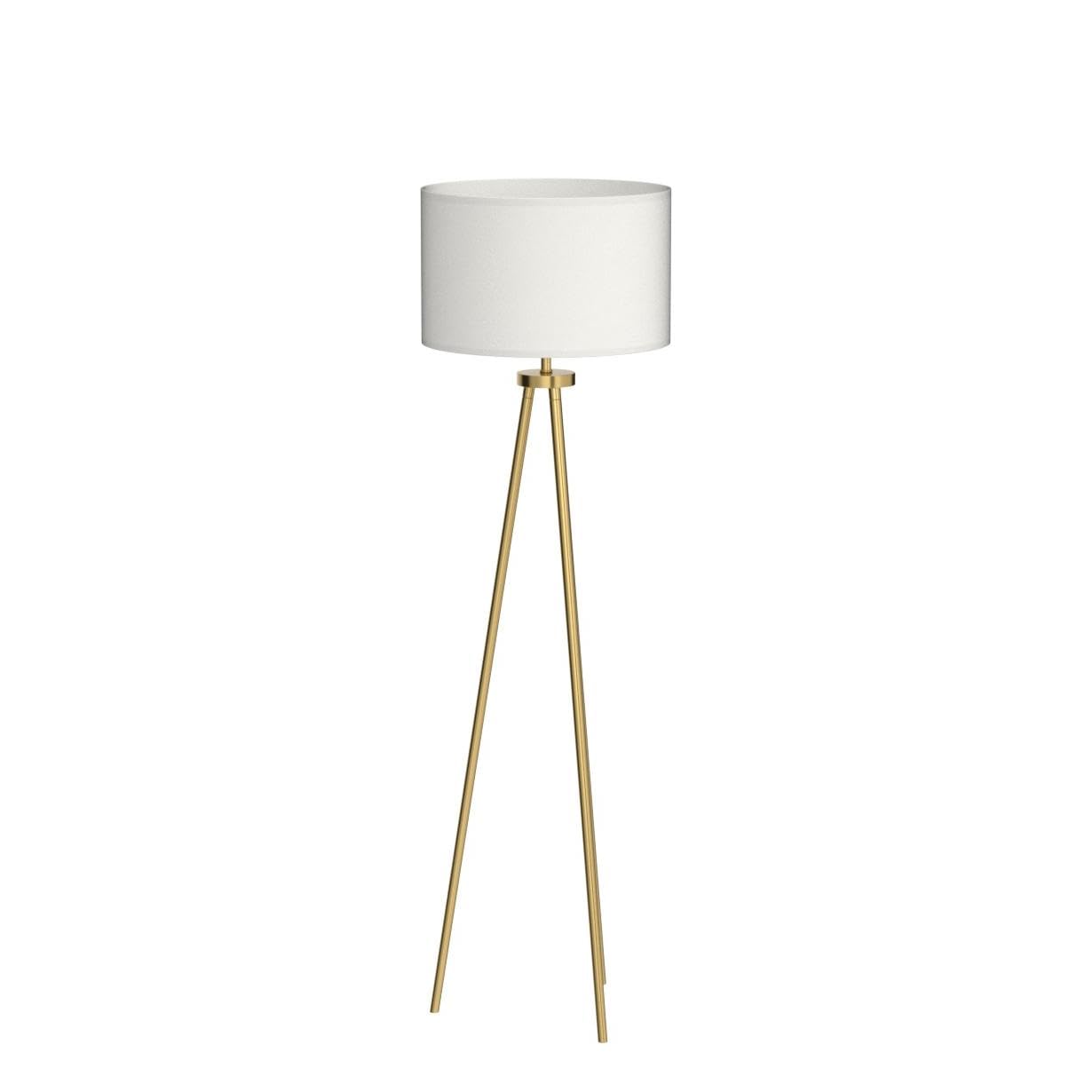 Tripod Floor Lamps for Living Room, Modern Standing Lamp with Drum Shade, Simple Industrial Tall Lamp, 9W LED Bulb Included - Brass