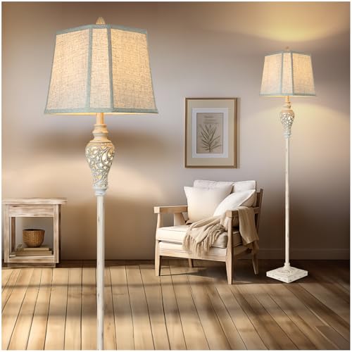 Rustic Floor Lamp, Living Room Lamps with Glass Tray, stepless diming Floor Lamp with Remote Control and USB A&C Charging Ports for Living Room Bedroom Office Smart Bulbs Included