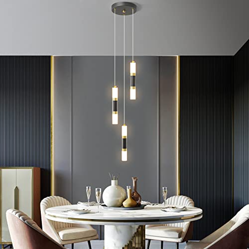 2-Light Modern Kitchen Island Dimmable LED Modern Black Gold Mini Pendant Light, Bedroom Bedside Table Black Small Pendant Light