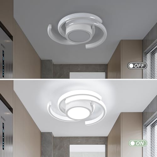 LED Modern Ceiling Light,6000K Semi Flush Mount Ceiling Light Fixture,Unique Ceiling Light for Living Room Bedroom Corridor Aisle Hallway Indoor Ceiling Lamp (D11 in*H2.9 in; 33W)