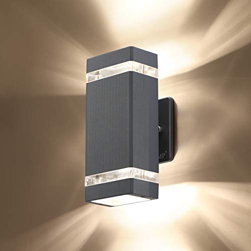 2 Pack LED Square Up and Down Lights Outdoor Wall Light，Body in Aluminum Waterproof Outdoor Wall Lamps，3000k 5W with Certificate ETL