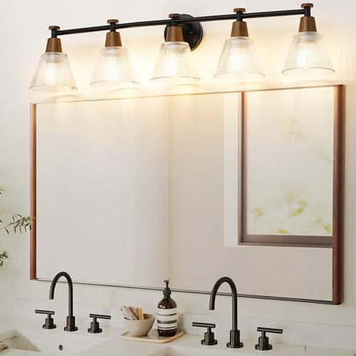 Antique Brass Bathroom Vanity Light, 3-Lights Industrial Modern Wall Sconce Bathroom Lighting, Hammered Metal Shade Finish, 4FG59B-3W BG