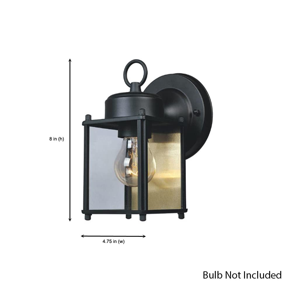 Outdoor Wall Mount Lantern Sconce, Black Finish, Weather Resistant, Clear Glass, Porch Light, Exterior Lighting Fixture, Outdoor Lights for House, Patio, Garage, 1161-BK