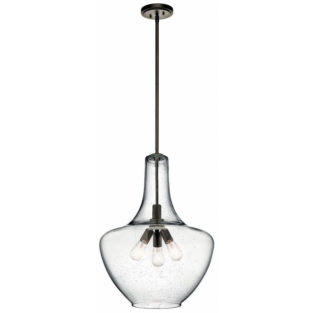 19.75" Kitchen Bell Pendant in Olde Bronze®, 1-Light Clear Glass Pendant Light, (19.75" H x 13.75" W), 42046OZ