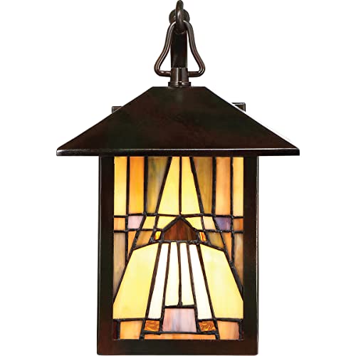 Classic Geometric Handcrafted Mission Outdoor Wall Sconce, 1-Light 100 Watt, 11" H x 7" W, Valiant Bronze