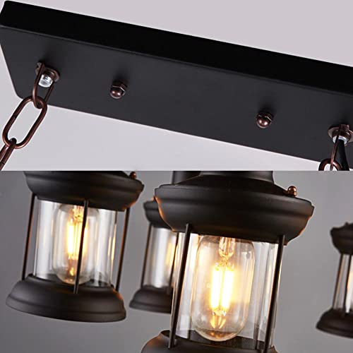 8 Lights Industrial Retro Wooden Chandelier Pendant Light Island Hanging Ceiling Fixture Vintage Farmhouse Wood Light Adjustable Chain for Home Cafe Bar Restaurant (39.4")