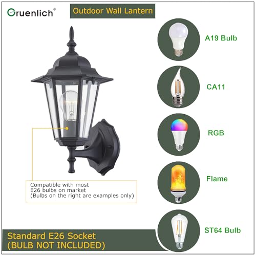 Outdoor Wall Lantern, Wall Sconce as Porch Lighting Fixture with E26 Medium Base, Aluminum Housing Plus Glass, Water-Proof, Bulb Not Included, White Finish, 1 Pack