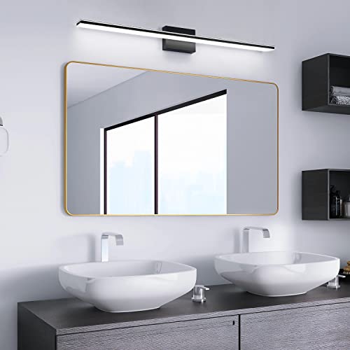 Bathroom Vanity Lights, 16 Inch 9W Bath Lamp Cool White 6000K Vanity Lighting Fixtures Black Modern Bathroom Bedroom Wall Lighting for Mirror