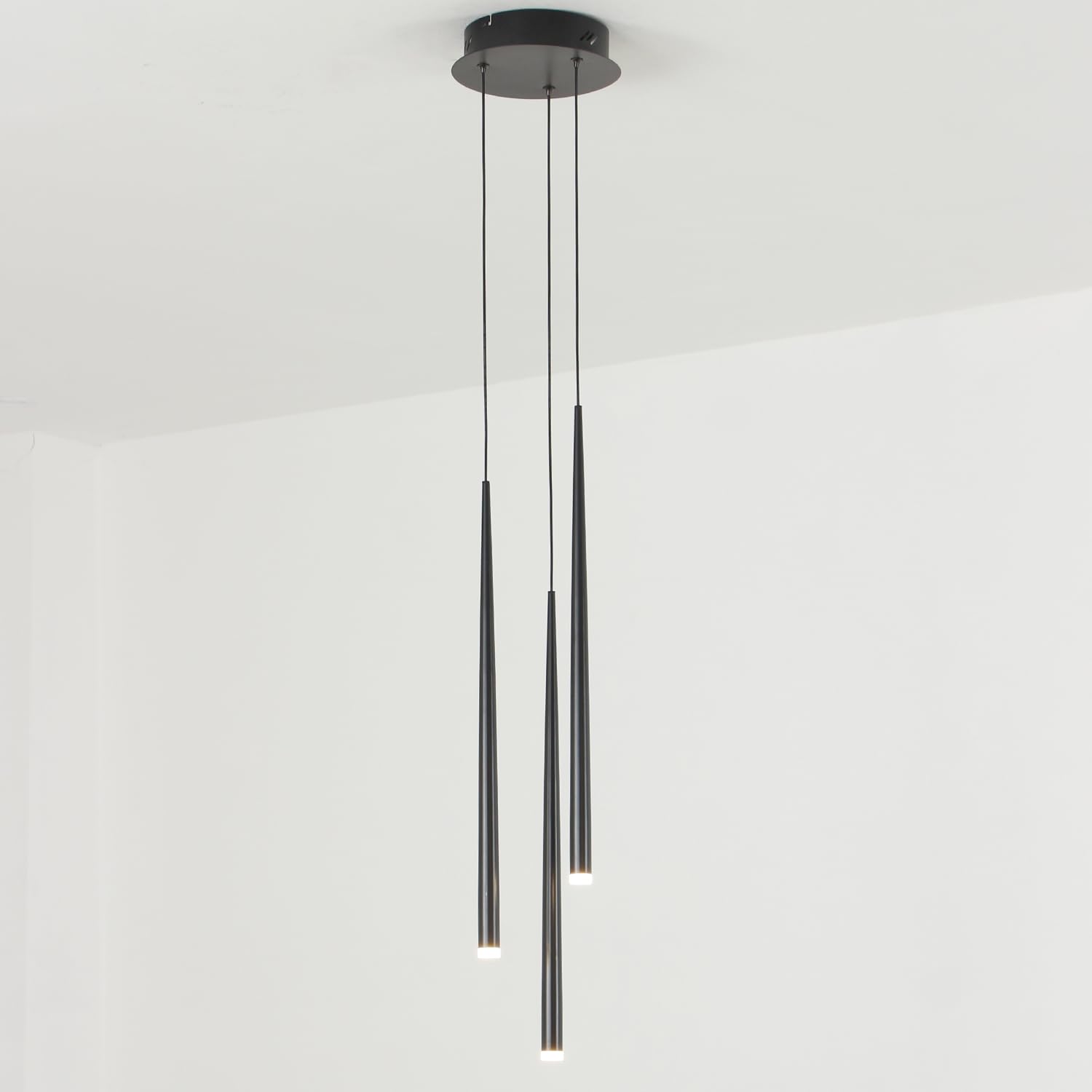 Modern Pendant for Kitchen Island, Linear Chandelier 6 Lights Cluster Bar for Dining Room, Black Warm White Dimmable