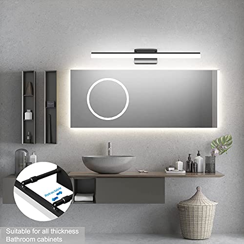 31.5 inch Modern Black Vanity Light Adjustable Bathroom Light Fixtures Over Mirror Rotatable Vanity Lighting 5500K