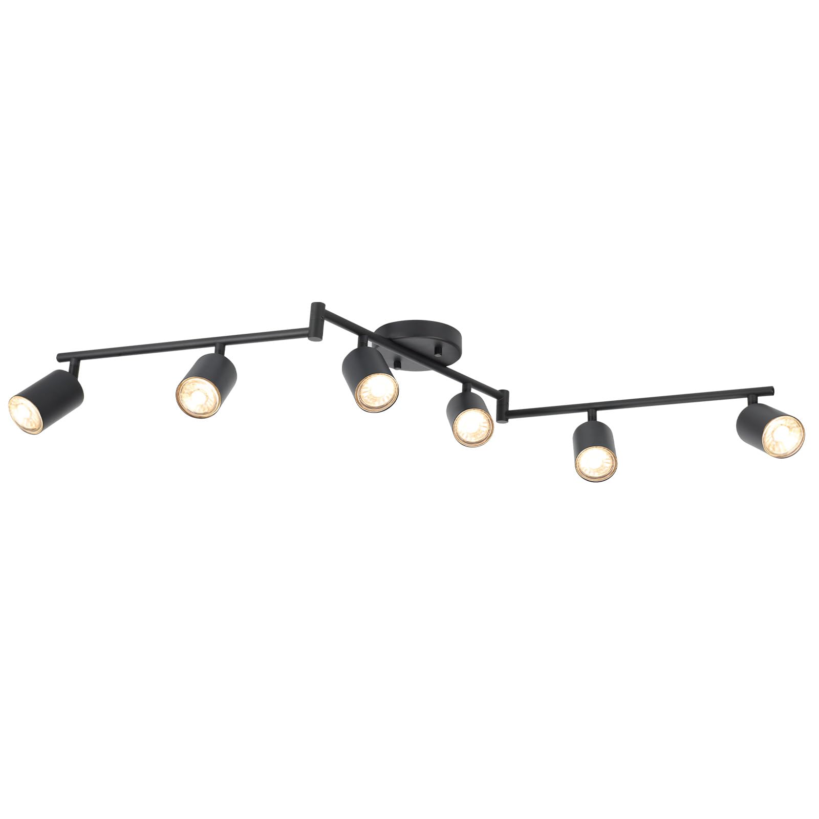 LED 2 Light Track Lighting Kit, Black 2 Way Ceiling Spot Lighting, Flexibly Rotatable Light Head for Kitchen, Living Room, Bedroom, GU10 Bulb Not Included