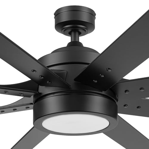 Ceiling Fans Xerxes, 62 Inch Contemporary LED Ceiling Fan with Light and Remote Control, 8 Blades with Dual Finish, Reversible Motor - 51628-01 (Brushed Nickel)