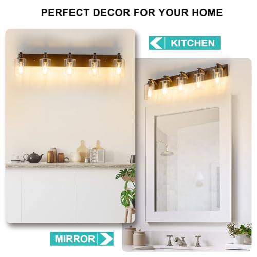 2-Light Bathroom Light Fixtures Modern Chrome Vanity Lights for Bathroom Lighting fixtures Over Mirror with Clear Glass Shade for Cabinet Mirror Bedroom Hallway