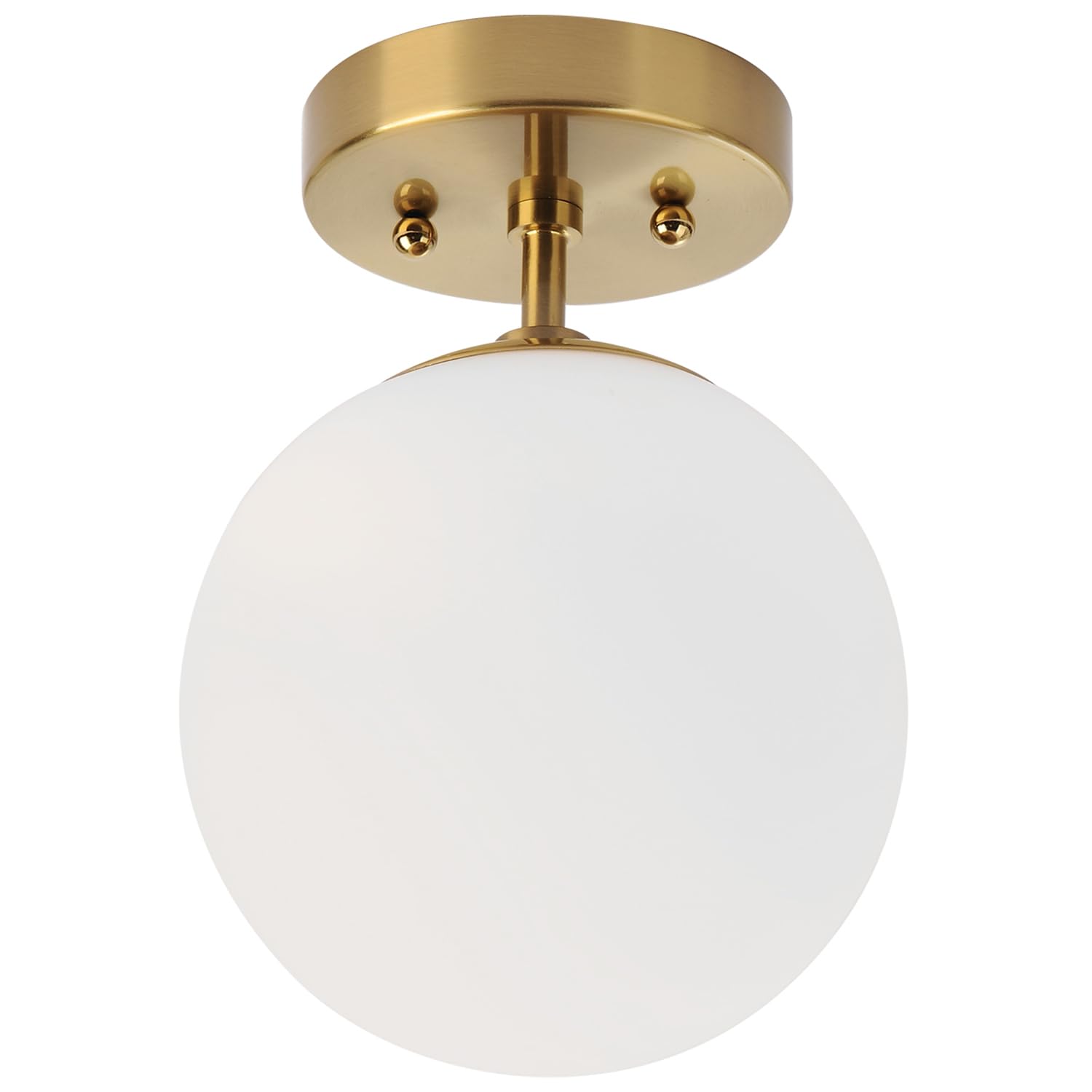 Brass Semi Flush Mount Ceiling Light Fixture, Frosted Glass Shade Vintage Close to Ceiling Light Fixture, Modern Indoor Light Fixtures Ceiling Mount for Bedroom, Hallway, Corridor, Room Decor Lamp