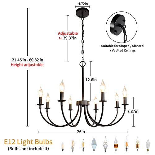 Chandelier, 6-Light Antique White Farmhouse Chandelier for Dining Room Lighting Fixtures Hanging, Candle Hanging Pendant Lights for Kitchen Living Room Bedroom Foyer