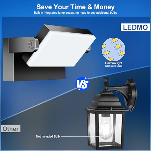 LEDMO Outdoor Wall Lights 40W Adjustable 360 Degree Head Waterporof 5000K Cut Off Wall Pack Black Modern Front Door Porch Light Garage Security Lights