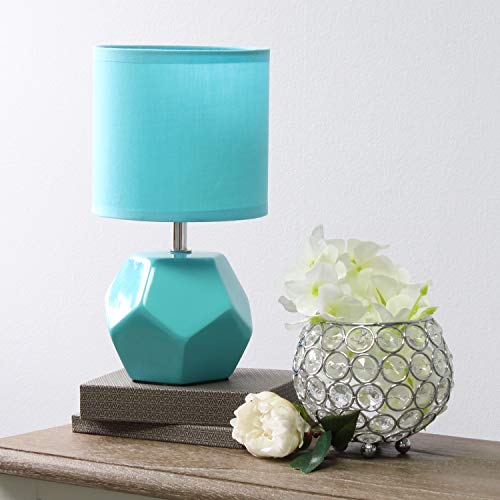 Round Prism Mini Table Lamp with Matching Fabric Shade, Gray