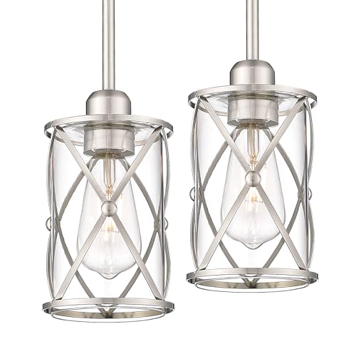 Brushed Gold Pendant Light Fixtures, 3-Light Modern Dining Room Cluster Pendant Light with Milky Glass, Mid Century Cage Hanging Pendant Lighting for Kitchen, Adjustable, CH9176BGW3