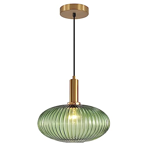 Modern Gold Globe Pendant Lamp 1-Light Mid Century Antique Brass Dining Pendant Light Amber Glass Farmhouse Pendant Lighting Adjustable Large Vintage Hanging Ceiling Pendant Light