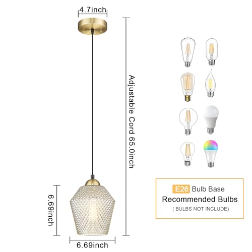 3-Light Hanging Pendant Lights, 7inch Modern Cognac Glass Shade Adjustable Height Pendant Light Fixture， E26 Base Pendant Light for Kitchen Island Living Room Hallway Lighting