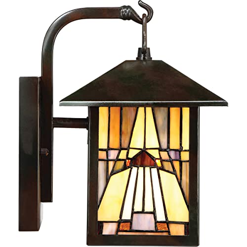 Classic Geometric Handcrafted Mission Outdoor Wall Sconce, 1-Light 100 Watt, 11" H x 7" W, Valiant Bronze