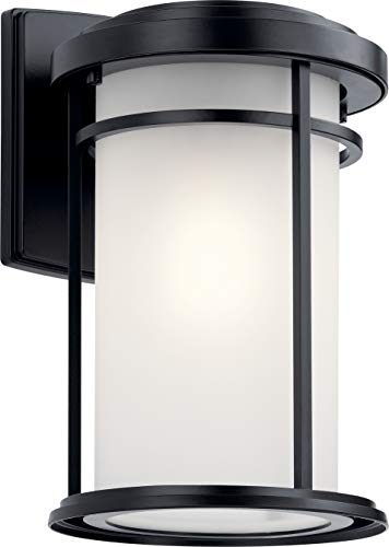 10.25" 1 Light Outdoor Wall Light with Satin Etched Glass in Olde Bronze