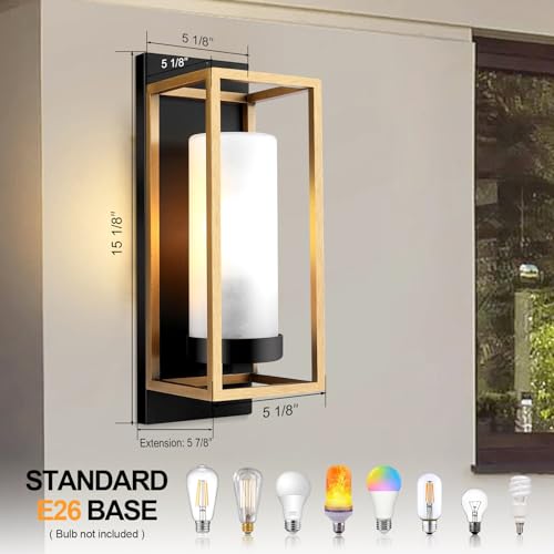 ALVIME Outdoor Wall Lights Fixture, Exterior Wall Lanterns, Waterproof&All-Weather Wall Sconce, Porch Outside Lights for Entryway, House Front Door Patio Garage, E26 Base&Etched Glass