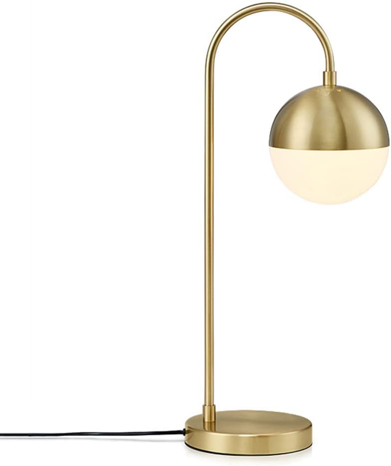 Globe Table lamp mid Century Modern Table lamp Gold Desk lamp White Glass Shade nightstand lamp Small Table lamp for Bedside Bedroom Living Room Office