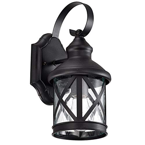 Oil Rubbed Bronze Exterior Wall Light Fixture, Outdoor Wall Lantern with Clear Water Glass, Outside Light for House Entryway Porch