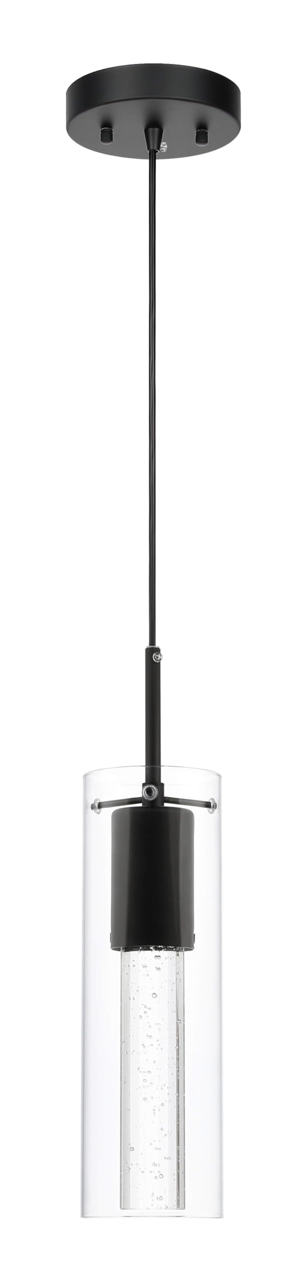 XiNBEi Lighting Pendant Light, Modern 3 Light Cluster Kitchen Island Pendant Lighting with LED Bulb & Bubble Crystal, Matte Black Finish XB-P1110-3-MB