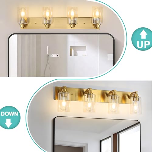 2-Light Bathroom Light Fixtures Modern Chrome Vanity Lights for Bathroom Lighting fixtures Over Mirror with Clear Glass Shade for Cabinet Mirror Bedroom Hallway