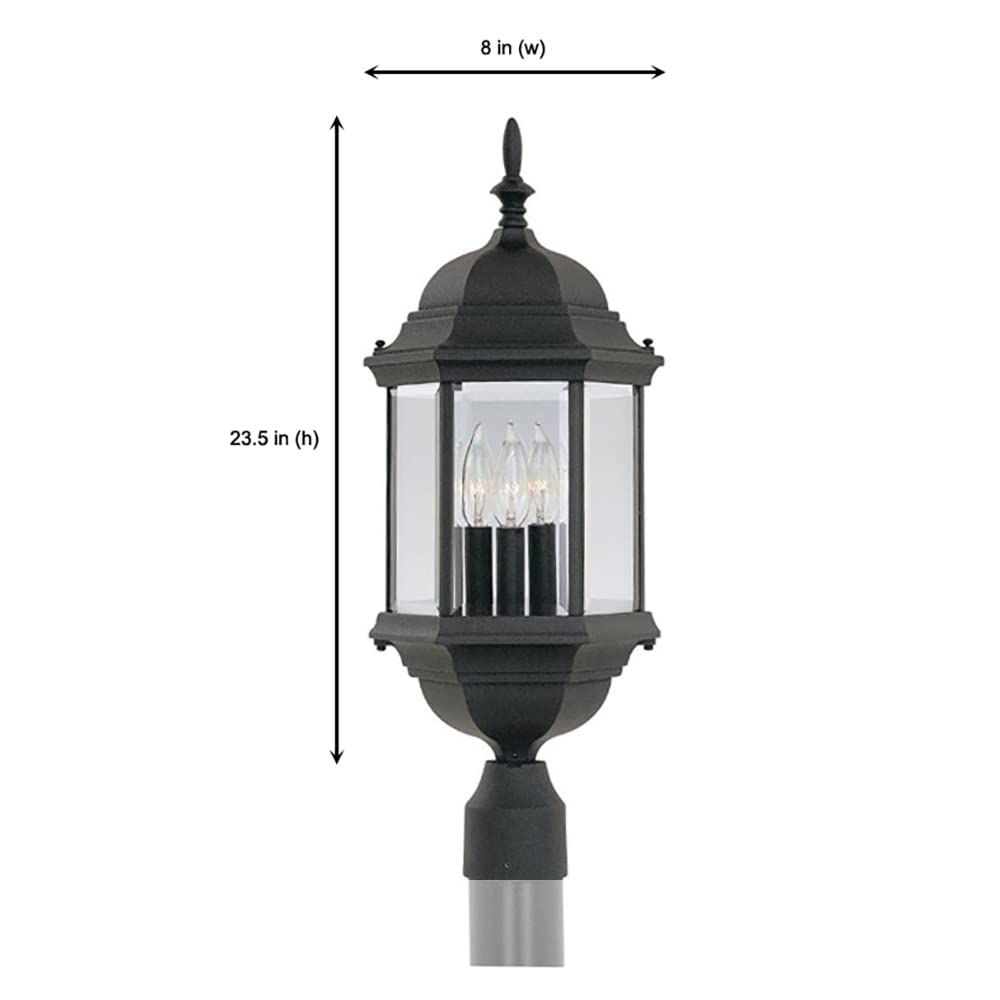 Outdoor Light Fixture, 14 Inch Exterior Wall Mount Lantern Sconce, Clear Glass Porch Lights for Front Door, Patio, and House Garage, Black, 2961-BK