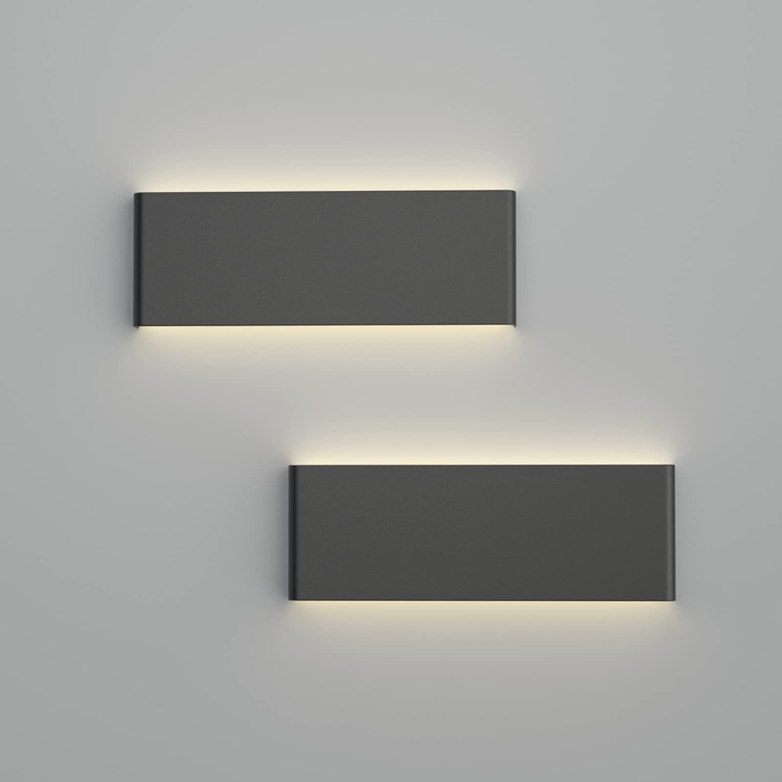 15.7in LED Modern Matte Black Wall Sconce 2-Pack Aluminum Indoor LED Up and Down Modern Bathroom Wall Lighting Fixtures 14W Warm White Light 3000K