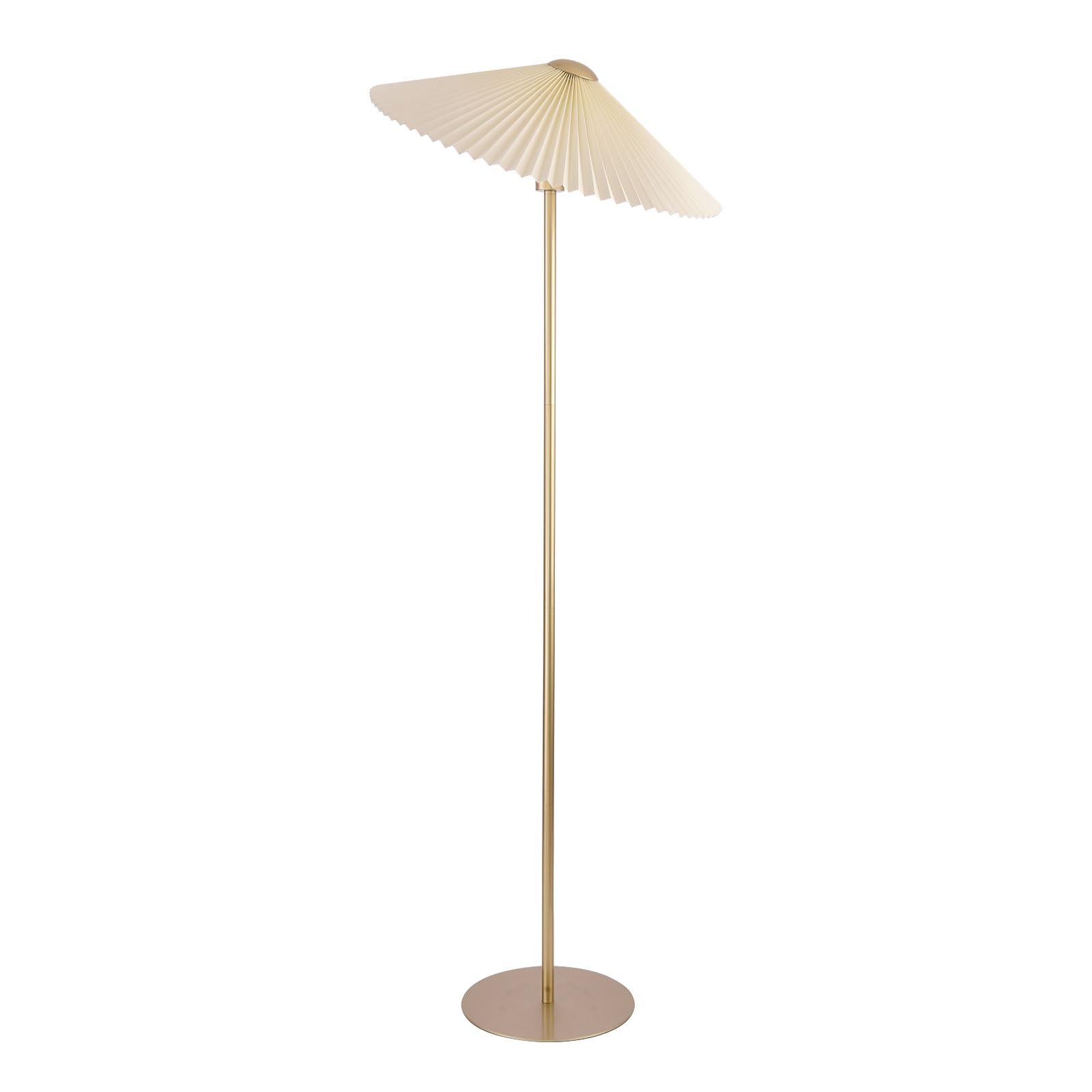 Pleated Floor Lamp, Pole Floor Lamps, Simple Design Tall Lamp with Fabric Lampshade, Standing Lamp for Living Room, Bedroom, Office, Home (Gold)