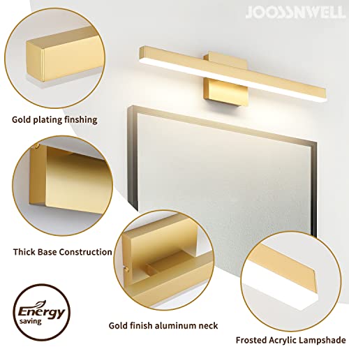 Joossnwell LED Bathroom Vanity Lighting Fixture Modern Bath Light Bar 15.75inch Black Wall Sconce 12W 4000K